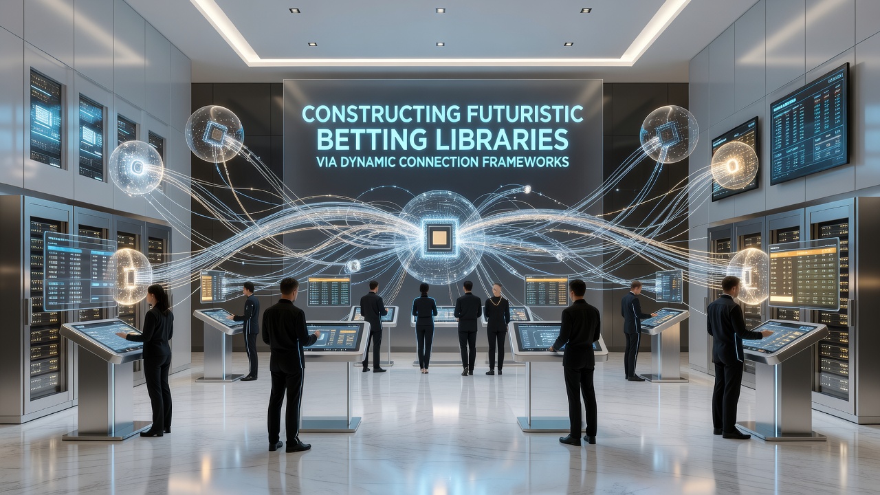 Visualization of interconnected nodes forming a futuristic betting data library