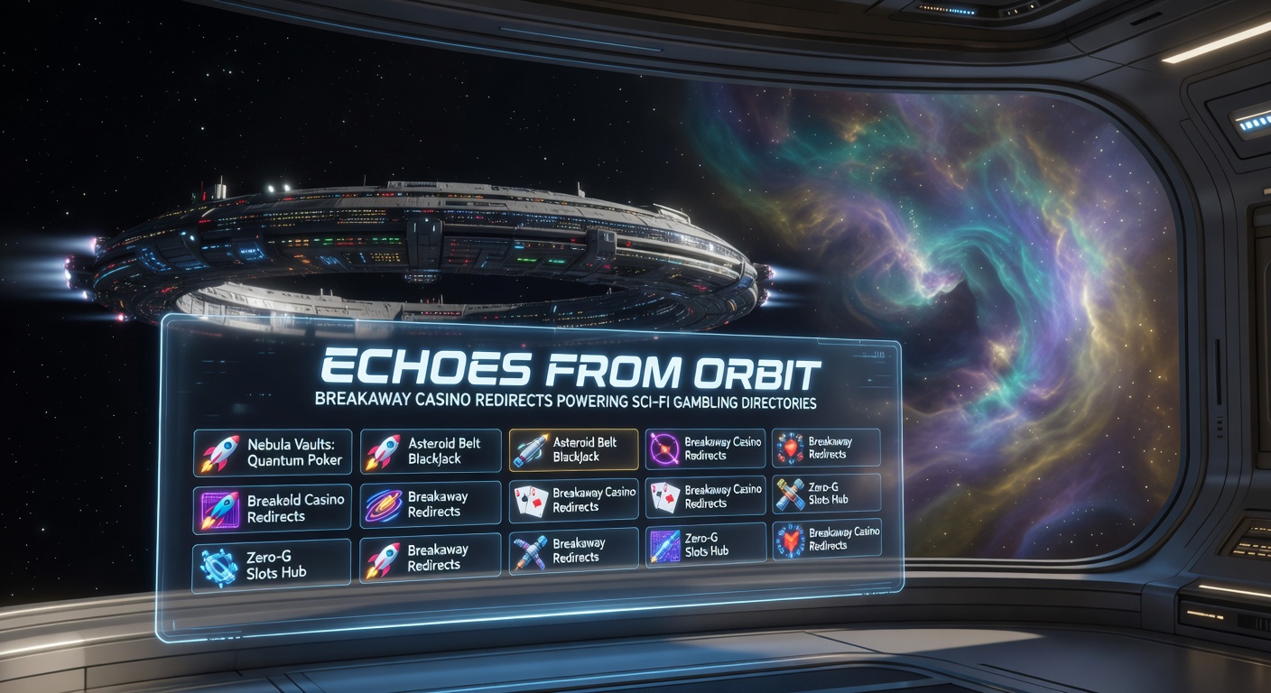 Close-up of a futuristic gambling directory interface displaying breakaway casino links amid starry orbital echoes and redirect pathways