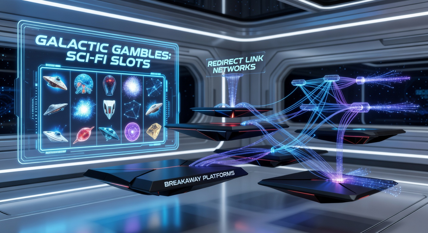 Vibrant sci-fi slot machine display with cosmic reels, glowing aliens, and interstellar jackpots lighting up a digital casino interface