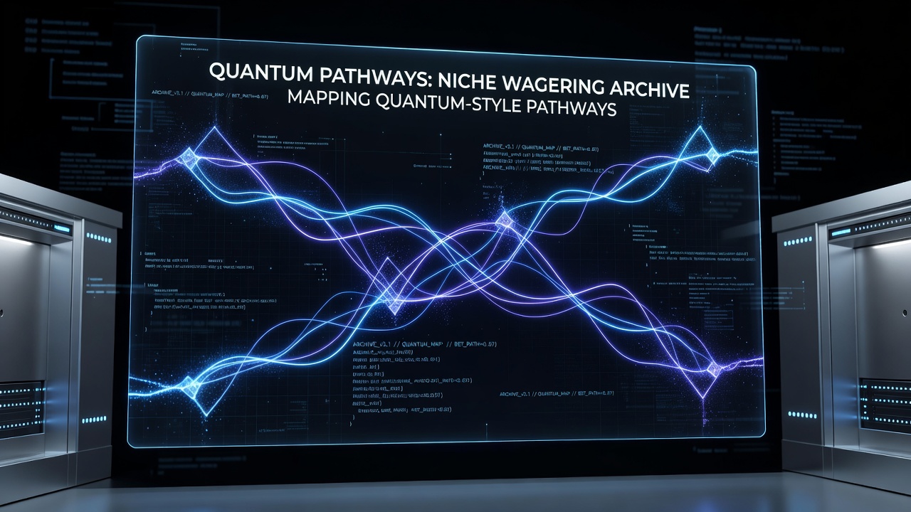Abstract representation of quantum-inspired routing nodes connecting wagering archive segments