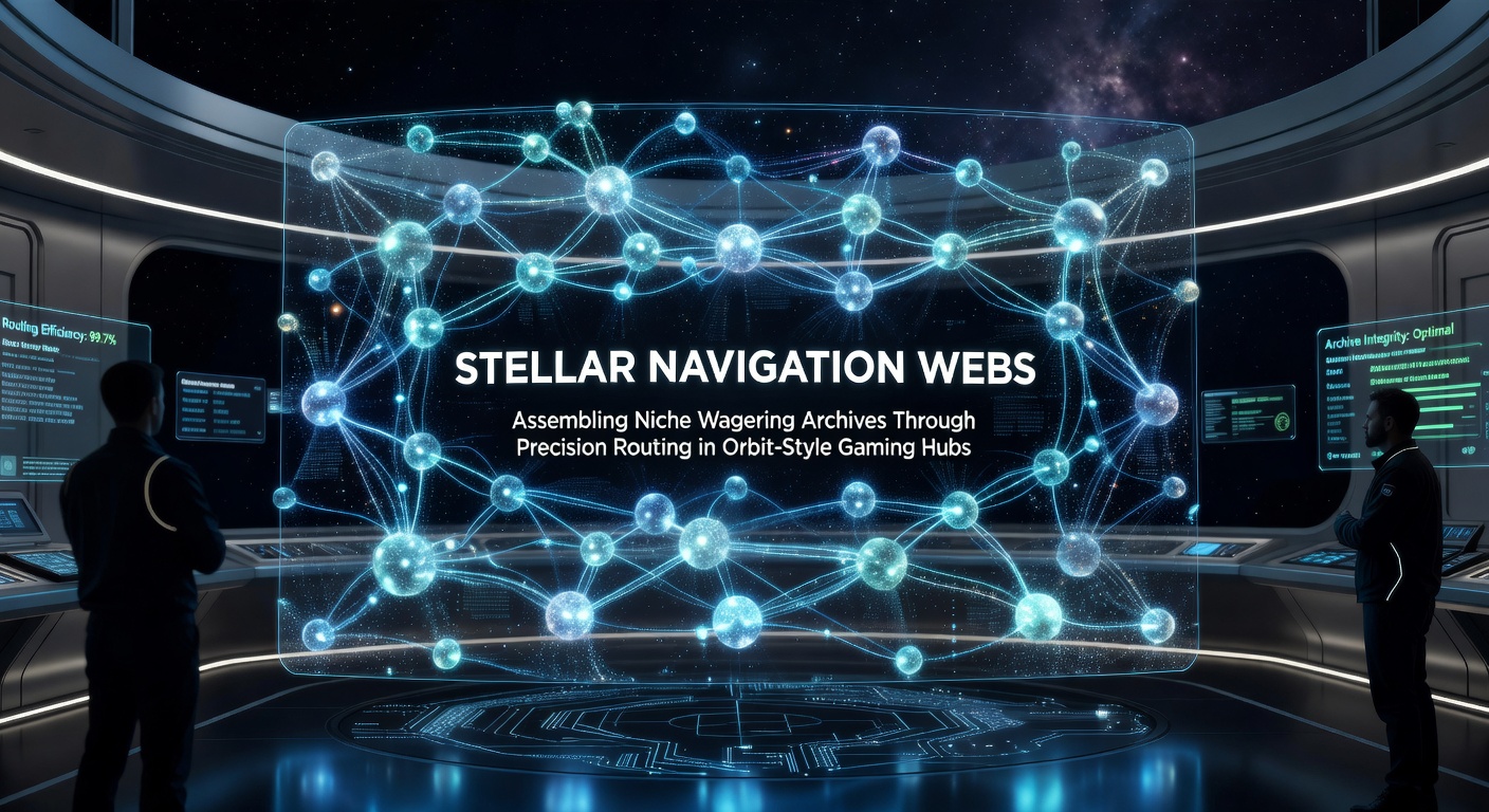 Visualization of stellar navigation webs connecting orbit-style gaming hubs with precision routing pathways