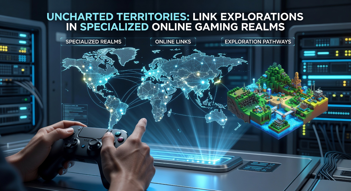 Intricate web of interconnected gaming links forming a map to hidden online realms, with nodes representing VR hubs and blockchain arenas